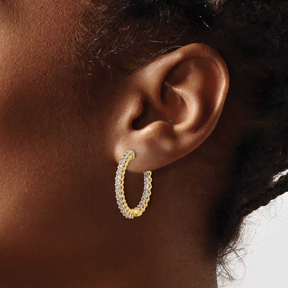 14K 1.6ct  46-2.0mm In/Out  Hoop w/ Safety Clasp Diamond Earrings