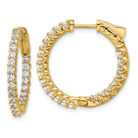 14K 1.6ct  46-2.0mm In/Out  Hoop w/ Safety Clasp Diamond Earrings