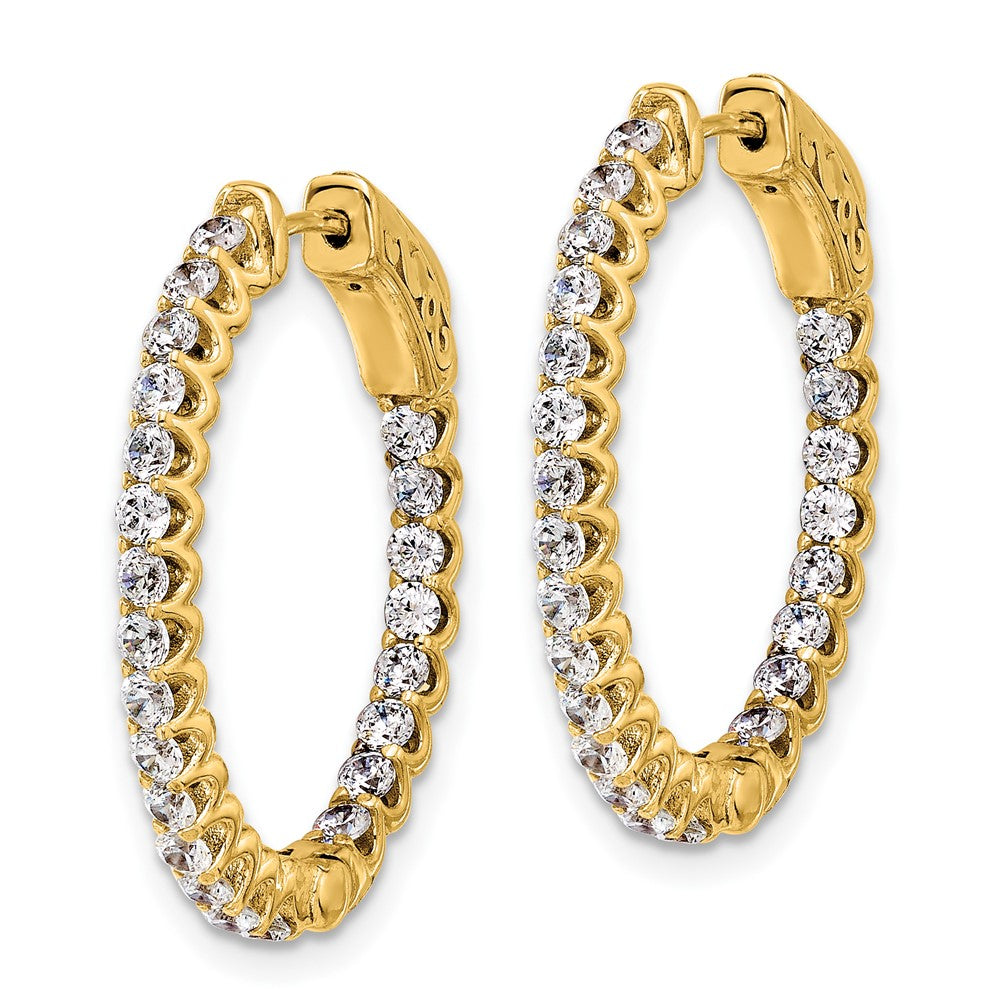 14K 1.6ct  46-2.0mm In/Out  Oval Hoop w/ Safety Clasp Diamond Earrings
