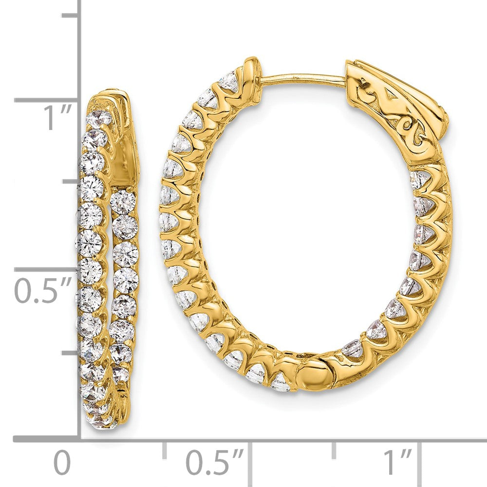 14K 1.6ct  46-2.0mm In/Out  Oval Hoop w/ Safety Clasp Diamond Earrings