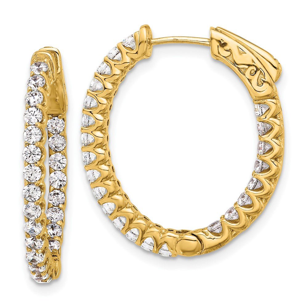 14K 1.6ct  46-2.0mm In/Out  Oval Hoop w/ Safety Clasp Diamond Earrings