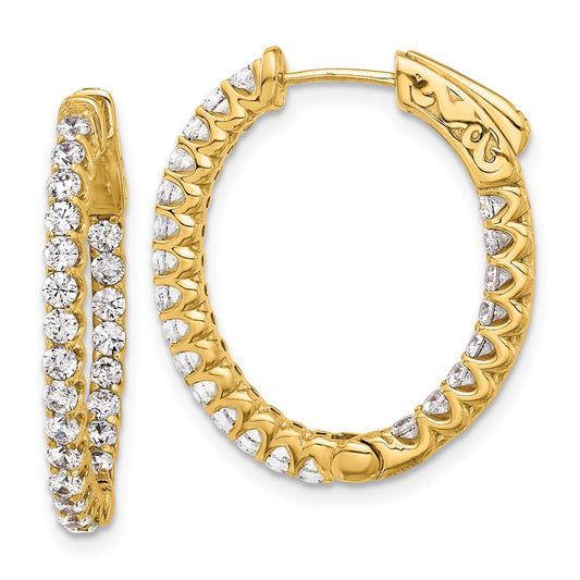 14K 1.6ct  46-2.0mm In/Out  Oval Hoop w/ Safety Clasp Diamond Earrings