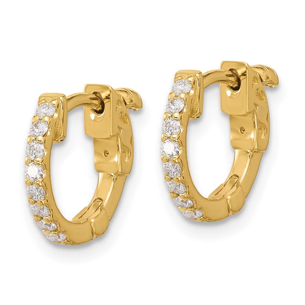 14K .24ct  16-1.5mm Round Hoop w/ Safety Clasp Diamond Earrings
