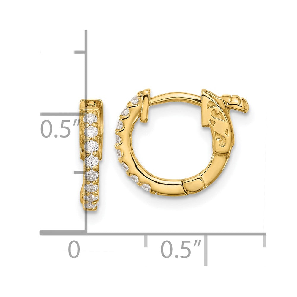14K .24ct  16-1.5mm Round Hoop w/ Safety Clasp Diamond Earrings