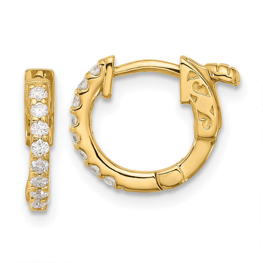 14K .24ct  16-1.5mm Round Hoop w/ Safety Clasp Diamond Earrings
