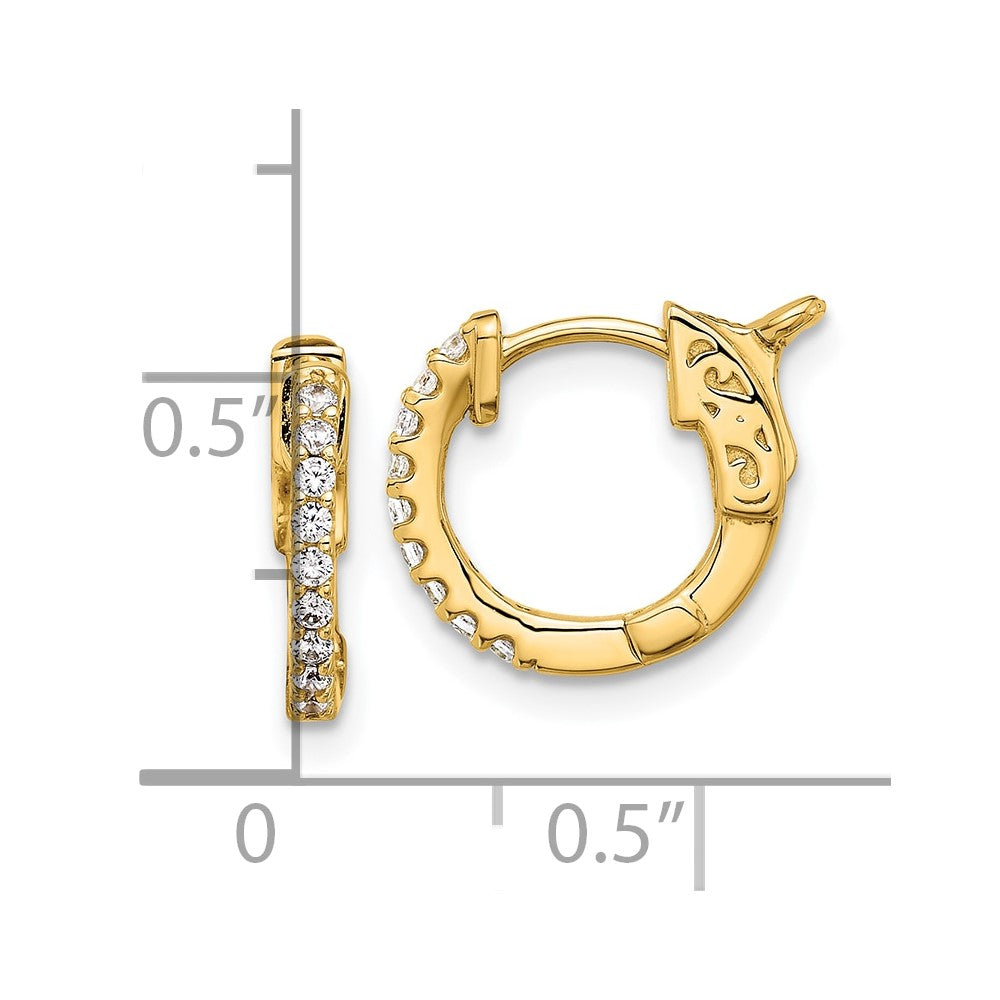 14K .18ct  18-1.3mm Round Hoop w/ Safety Clasp Diamond Earrings