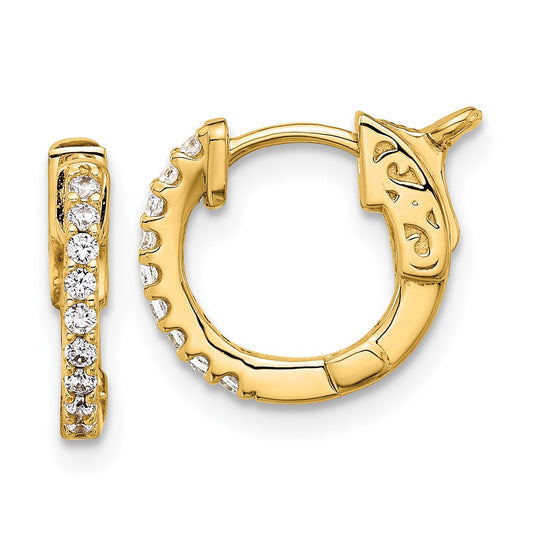 14K .18ct  18-1.3mm Round Hoop w/ Safety Clasp Diamond Earrings