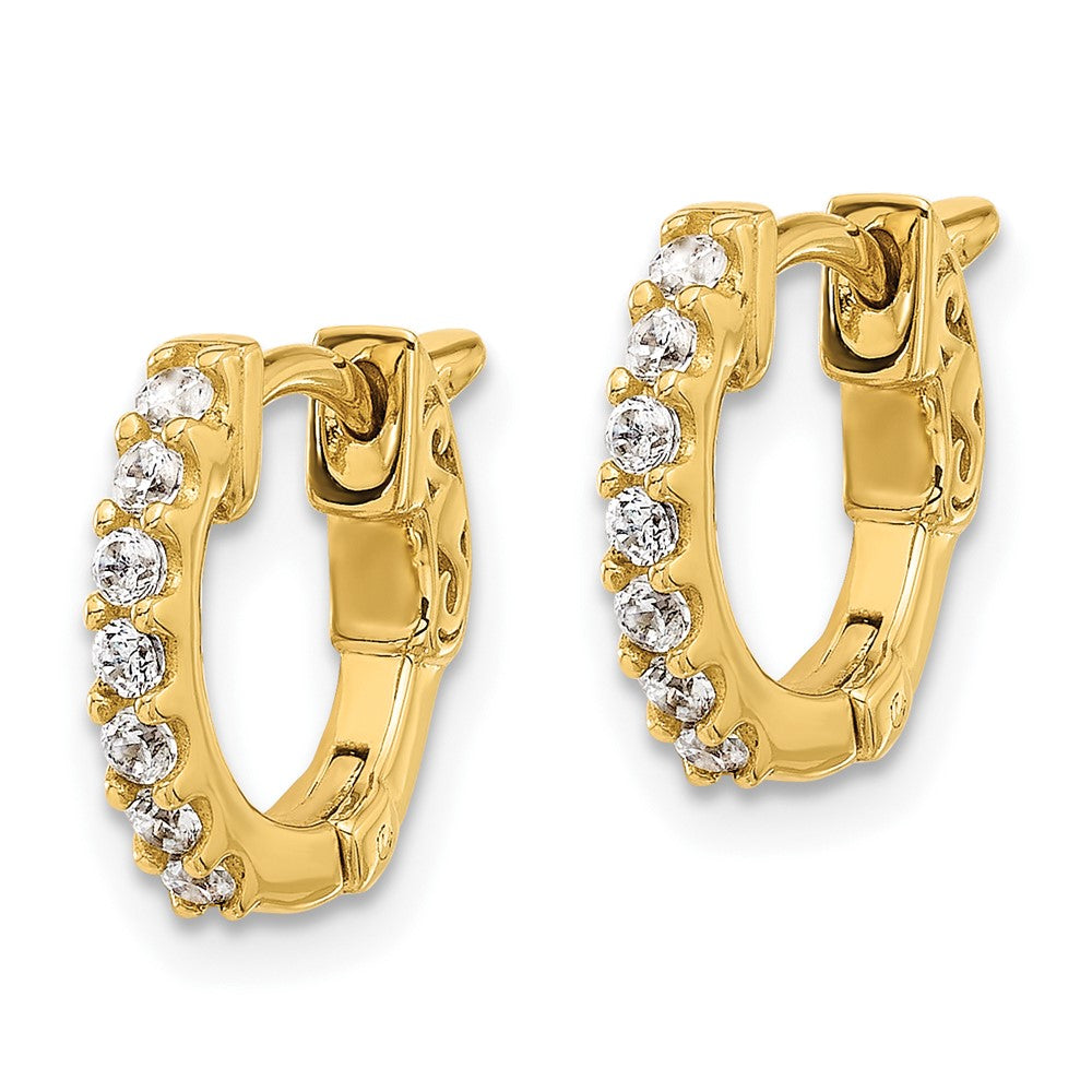 14K .31ct  14-1.75mm Round Hoop w/ Safety Clasp Diamond Earrings