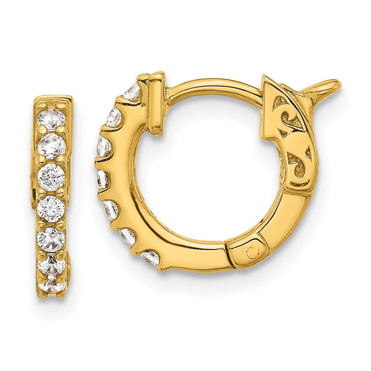 14K .31ct  14-1.75mm Round Hoop w/ Safety Clasp Diamond Earrings