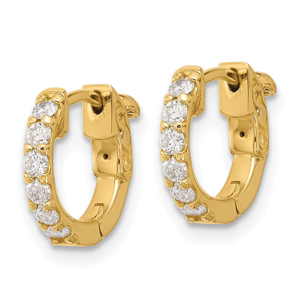 14K .42ct  12-2.0mm Round Hoop w/ Safety Clasp Diamond Earrings