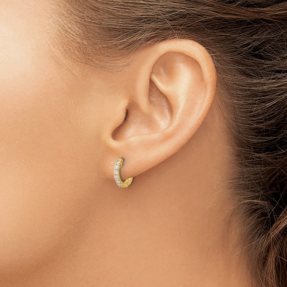 14K .42ct  12-2.0mm Round Hoop w/ Safety Clasp Diamond Earrings