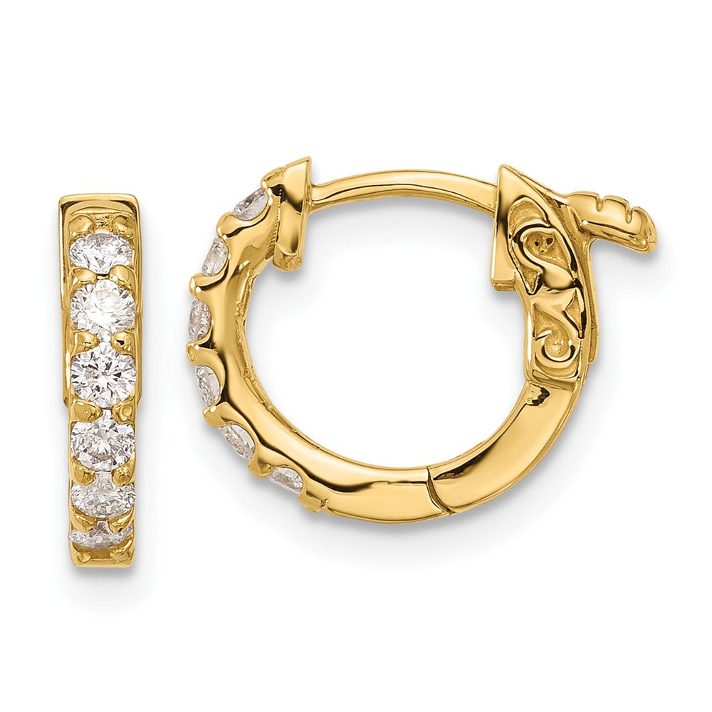 14K .42ct  12-2.0mm Round Hoop w/ Safety Clasp Diamond Earrings