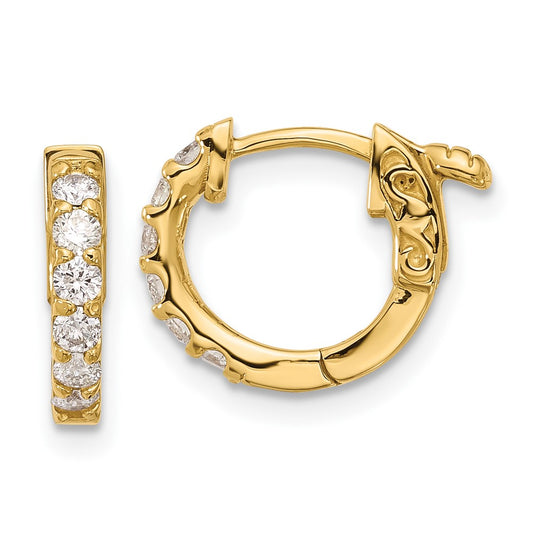 14K .42ct  12-2.0mm Round Hoop w/ Safety Clasp Diamond Earrings