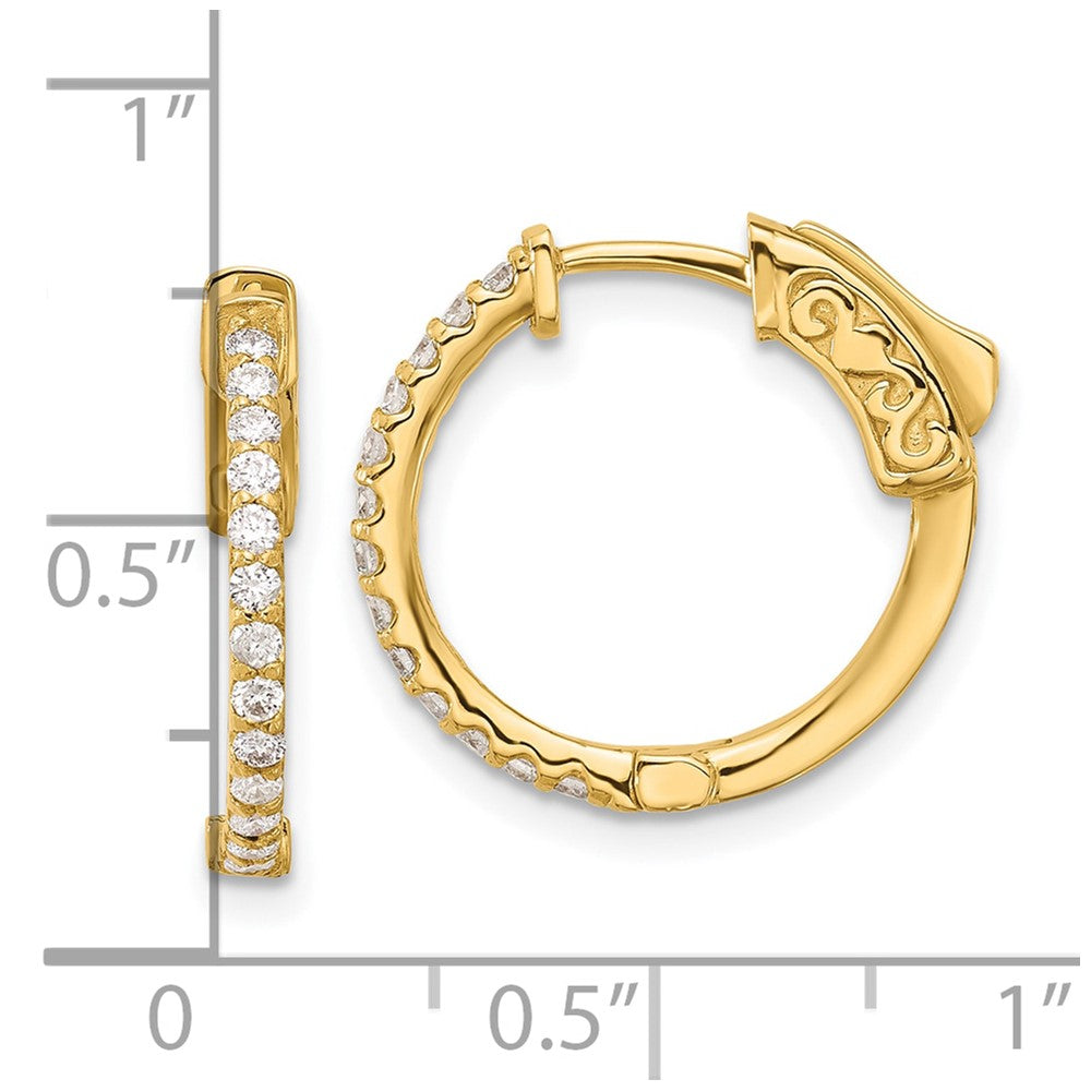 14K .40ct  26-1.5mm Round Hoop w/ Safety Clasp Diamond Earrings