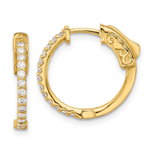 14K .40ct  26-1.5mm Round Hoop w/ Safety Clasp Diamond Earrings