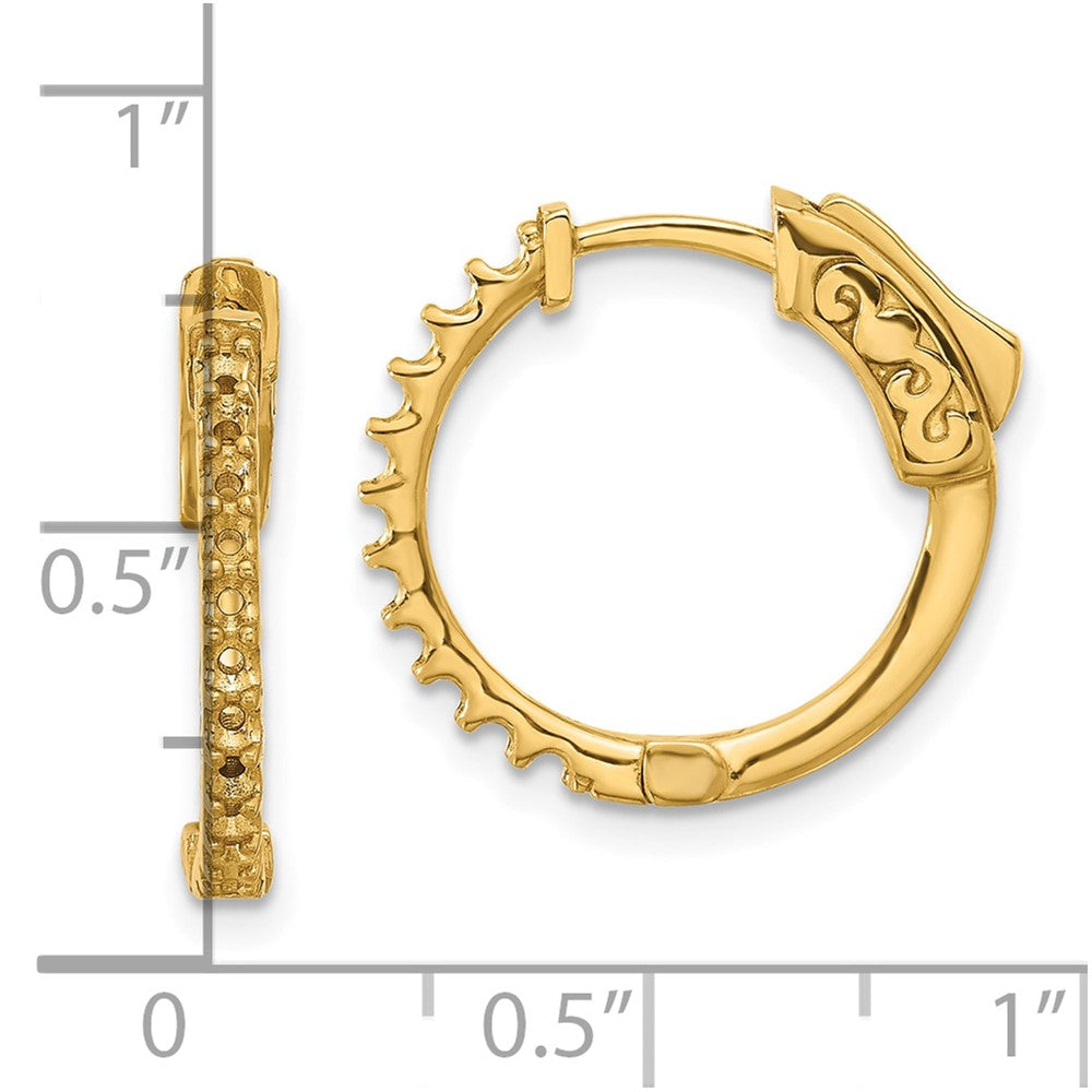 14K Yellow Gold .44ct  22-1.7mm Round Hoop w/ Safety Clasp Earring Mountings