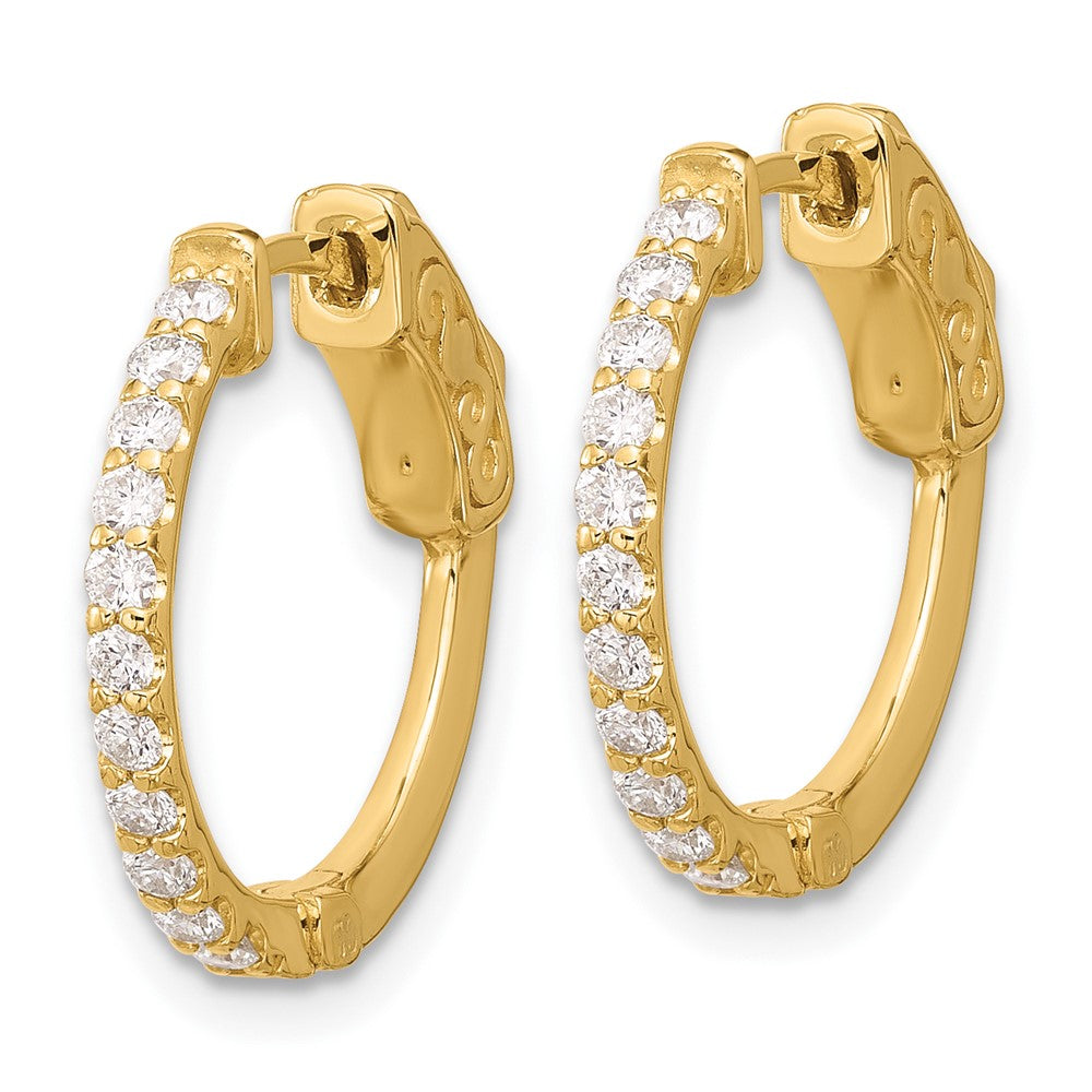 14K Yellow Gold .44ct  22-1.7mm Round Hoop w/ Safety Clasp Diamond Earrings