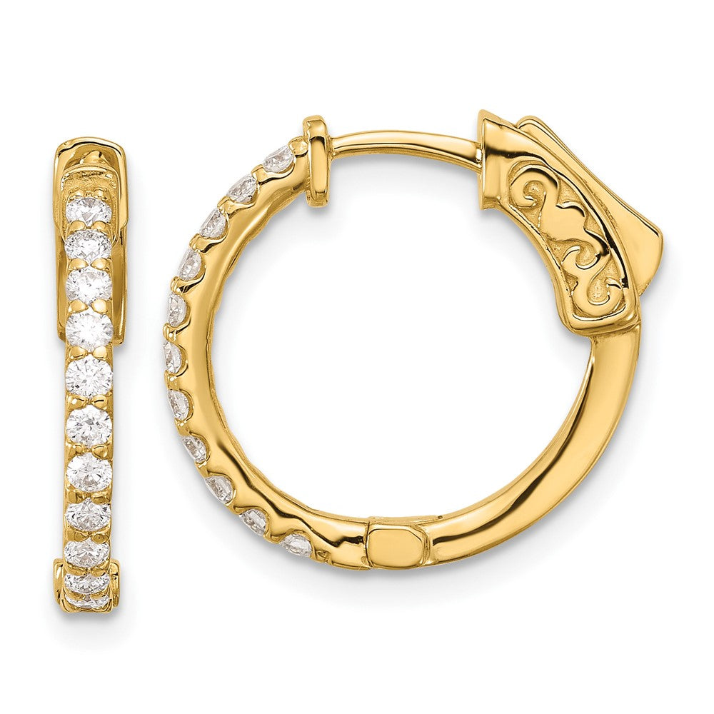 14K Yellow Gold .44ct  22-1.7mm Round Hoop w/ Safety Clasp Diamond Earrings