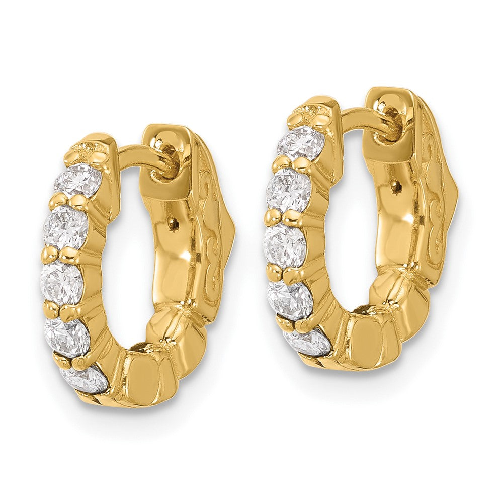14K .46ct  10-2.25mm Round Hoop w/ Safety Clasp Diamond Earrings