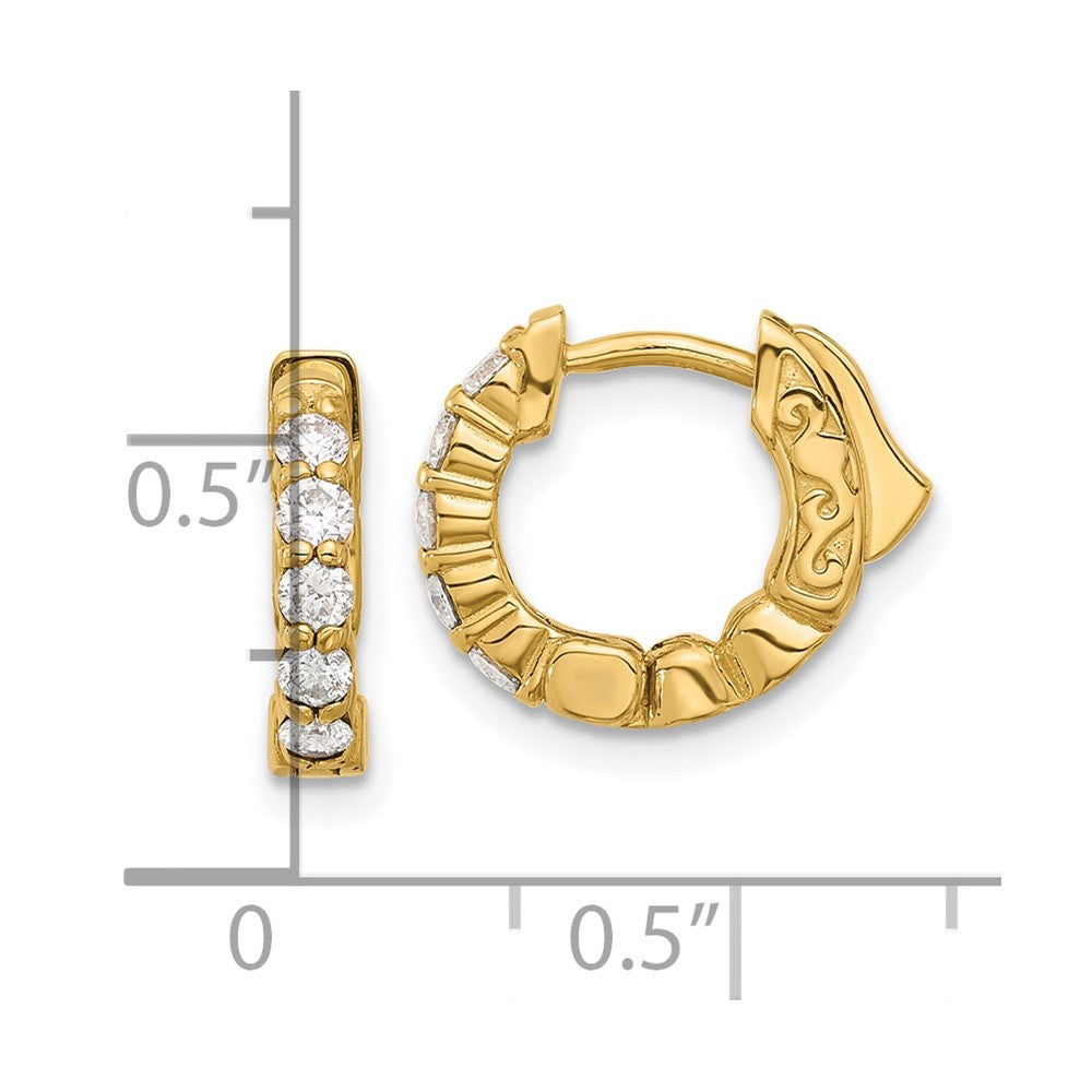 14K .46ct  10-2.25mm Round Hoop w/ Safety Clasp Diamond Earrings
