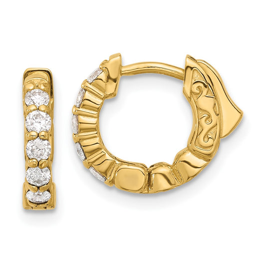 14K .46ct  10-2.25mm Round Hoop w/ Safety Clasp Diamond Earrings