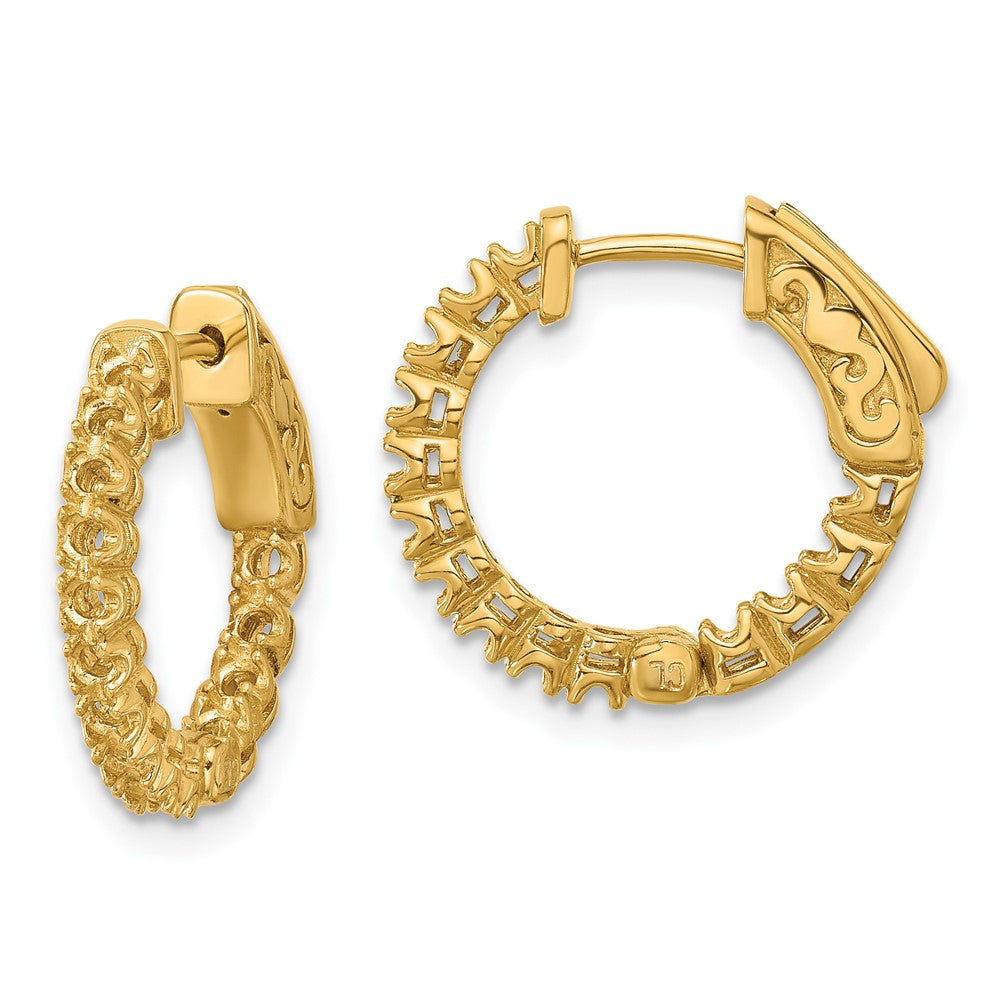 14K Yellow Gold .62ct  28-1.75mm In/Out  Hoop w/ Safety Clasp Earring Mountings