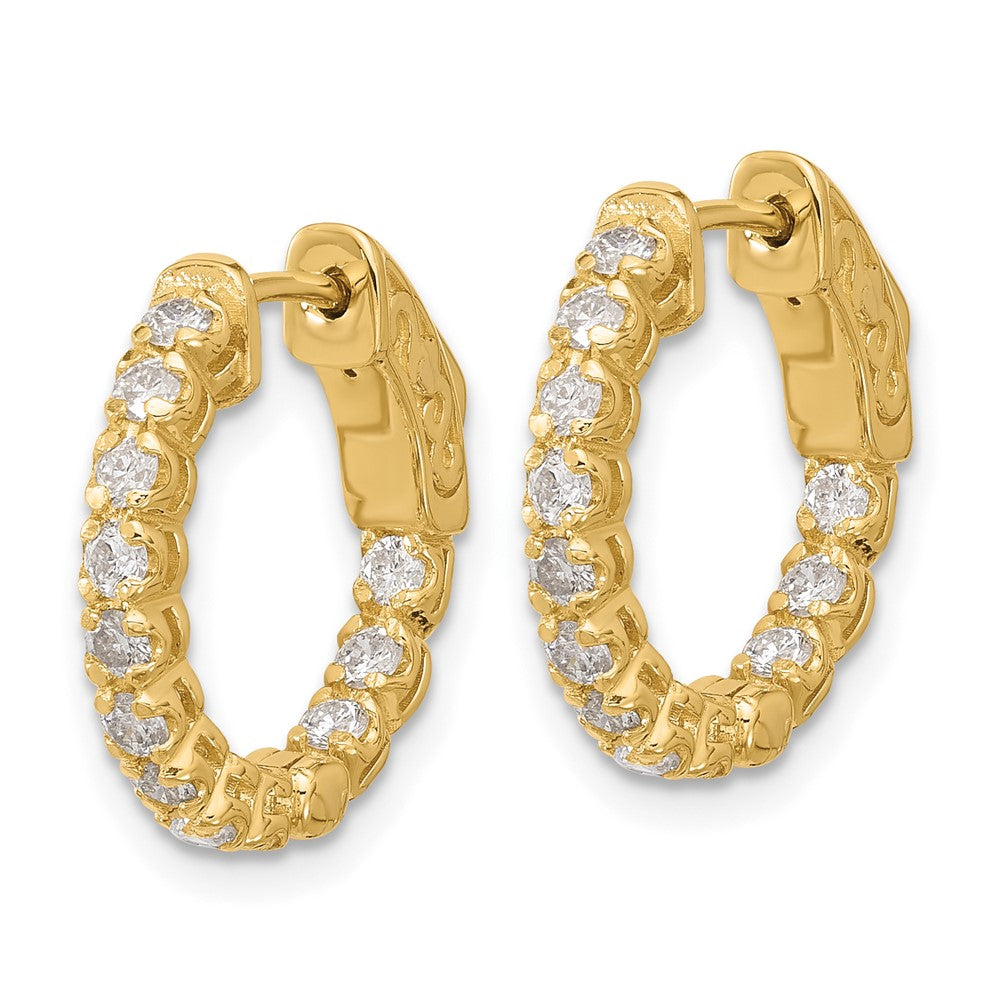 14K Yellow Gold .84ct  24-2.0mm In/Out  Hoop w/ Safety Clasp Diamond Earrings