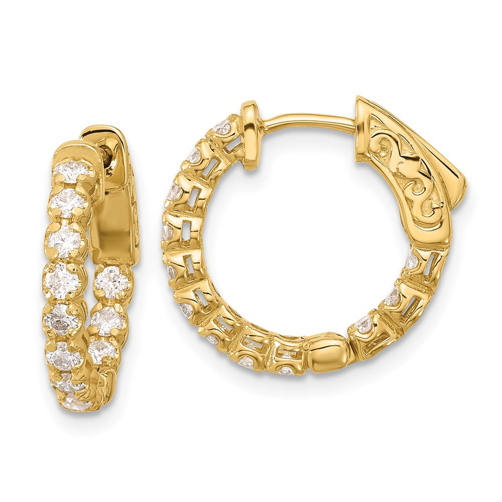 14K Yellow Gold .84ct  24-2.0mm In/Out  Hoop w/ Safety Clasp Diamond Earrings