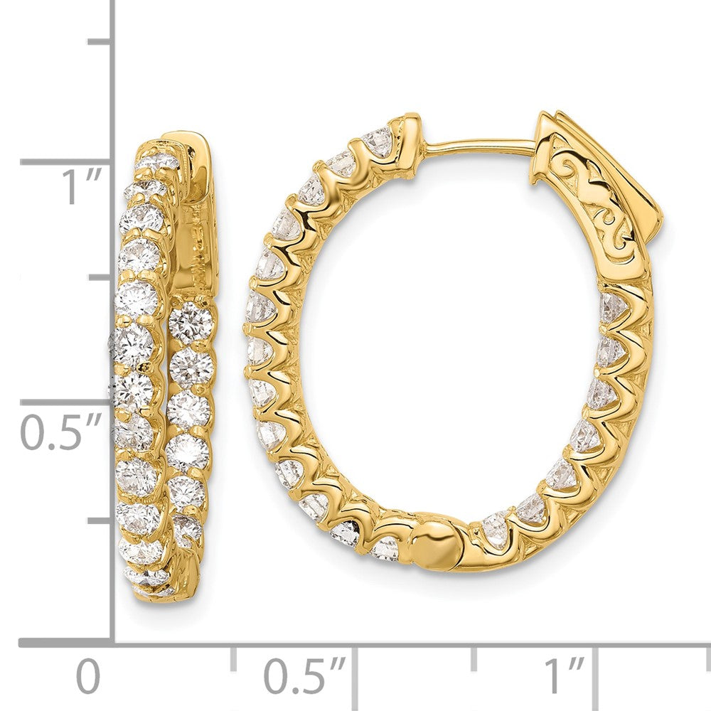 14K 2ct  40-2.3mm In/Out Oval Hoop w/ Safety Clasp Diamond Earrings