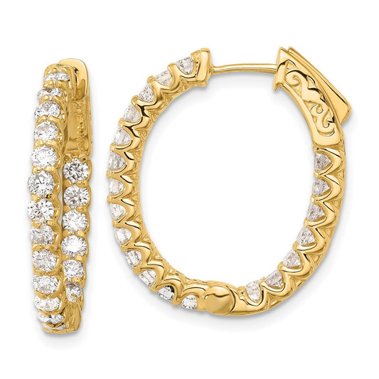 14K 2ct  40-2.3mm In/Out Oval Hoop w/ Safety Clasp Diamond Earrings