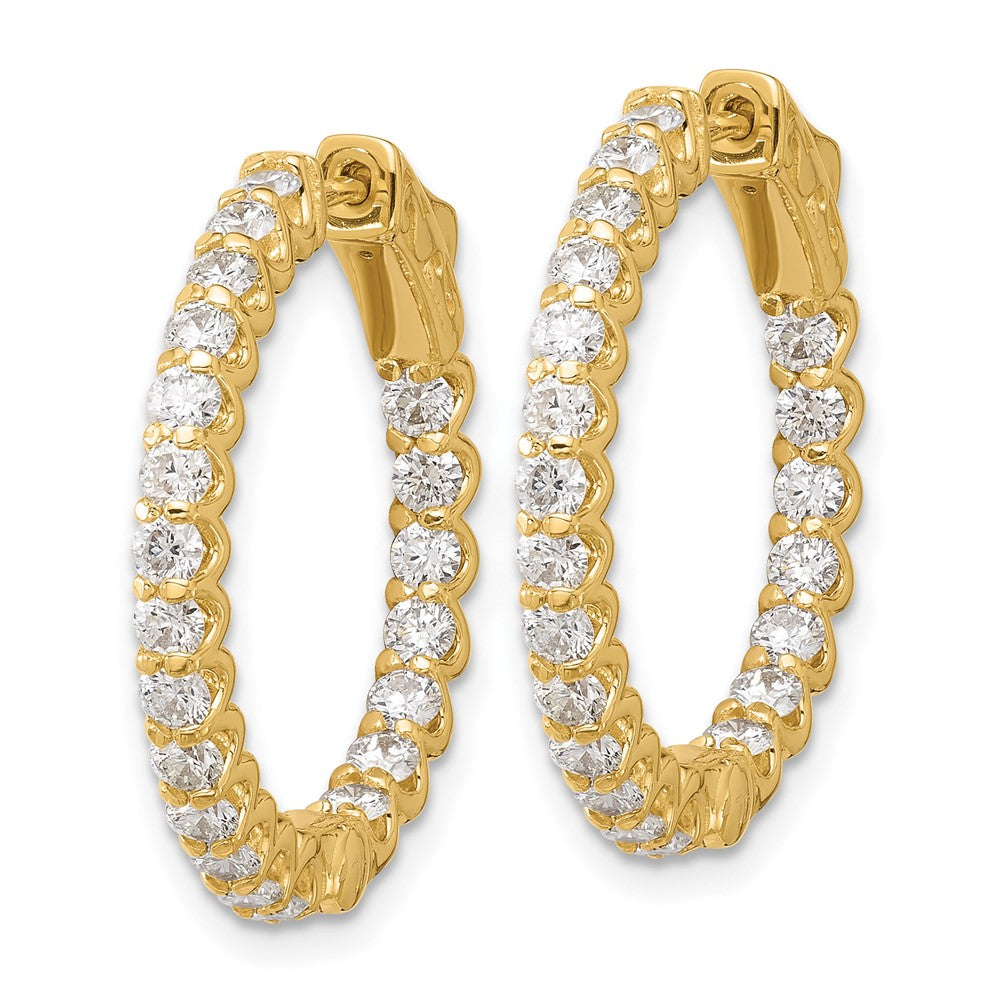 14K Yellow Gold 2.1ct  42-2.3mm In/Out  Hoop w/ Safety Clasp Diamond Earrings