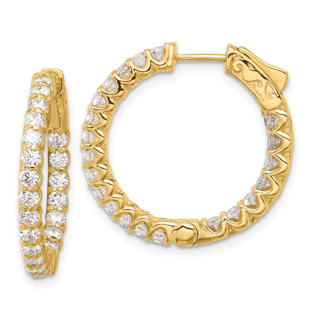 14K Yellow Gold 2.1ct  42-2.3mm In/Out  Hoop w/ Safety Clasp Diamond Earrings