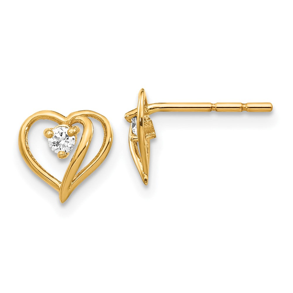 14k A Diamond heart earring