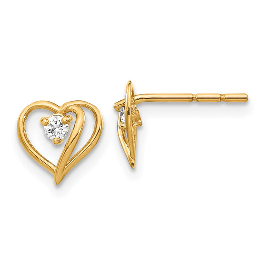 14k A Diamond heart earring