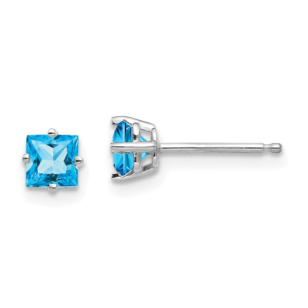 14k White Gold 4mm Square Earring Mounting