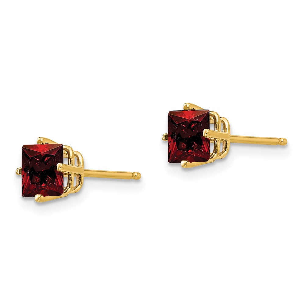 14k 5mm Princess Cut Garnet Earrings