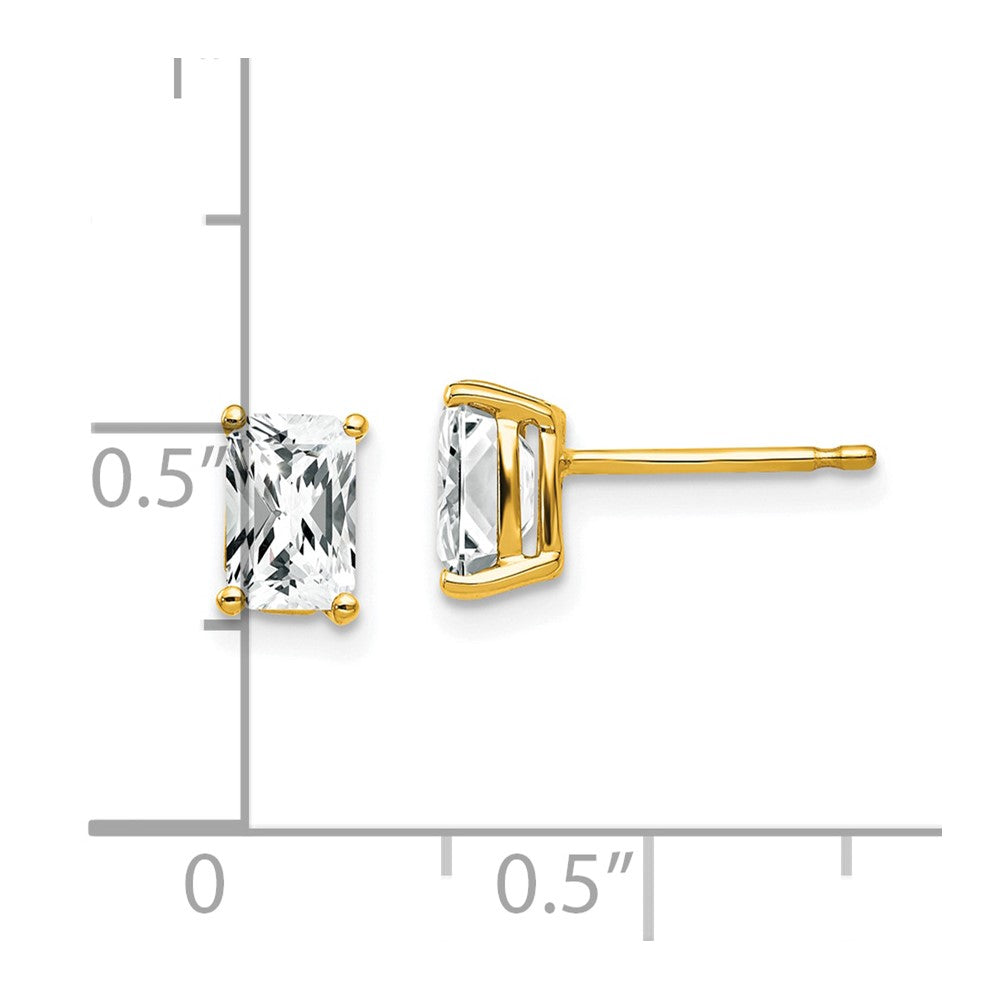 14k 6x4mm Radiant Cut Cubic Zirconia Earrings