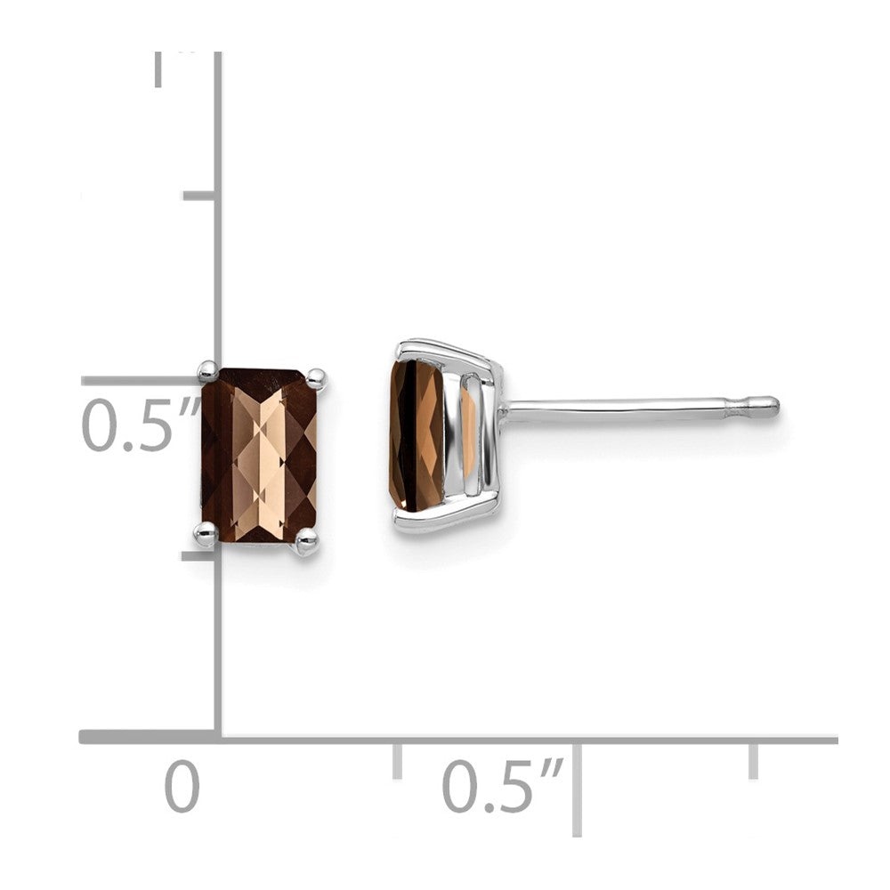 14kw 6x4mm Octagon Checker-Cut Smoky Quartz Earrings