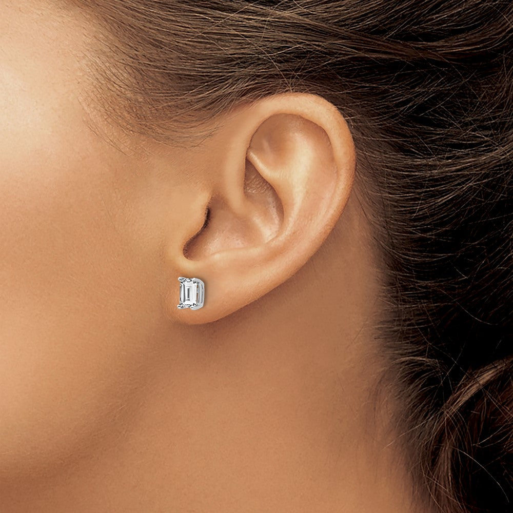 14k White Gold 6x4mm Radiant Cut Cubic Zirconia Earrings