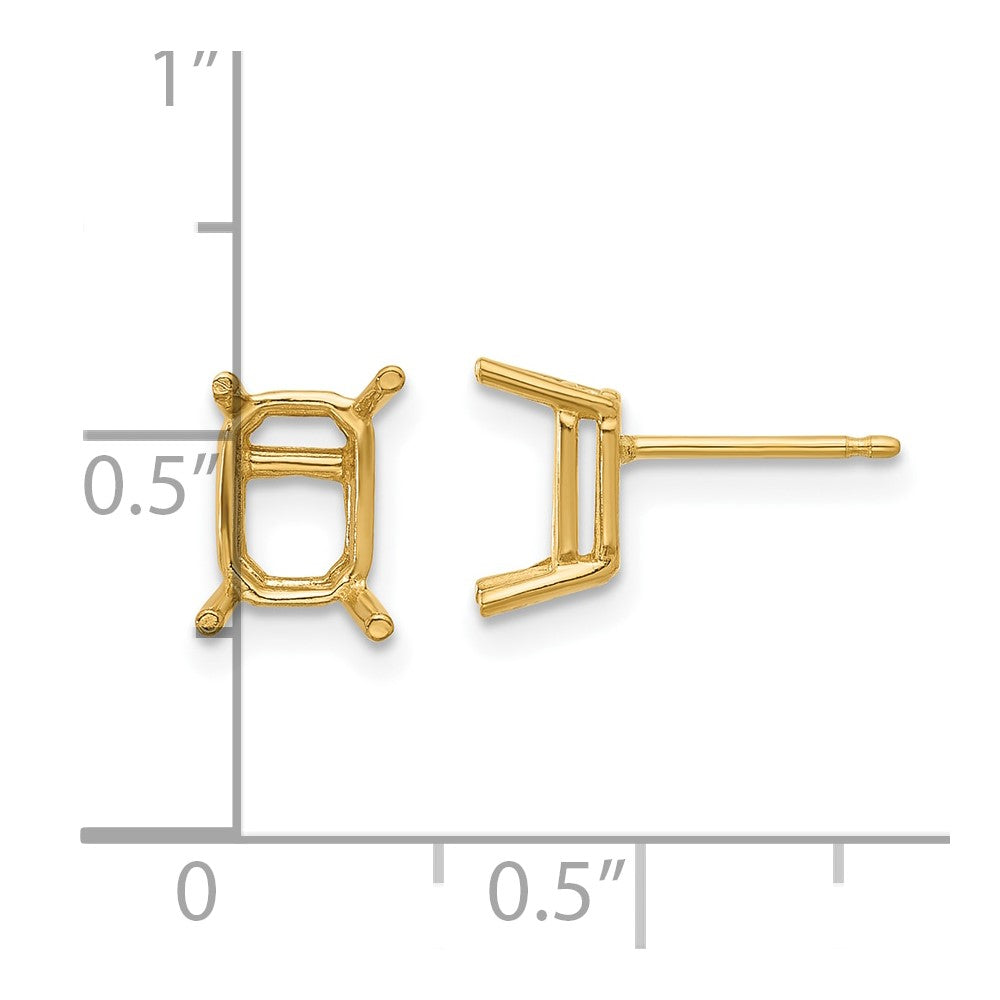 14k Yellow Gold 7x5 Emerald Earring Mountings