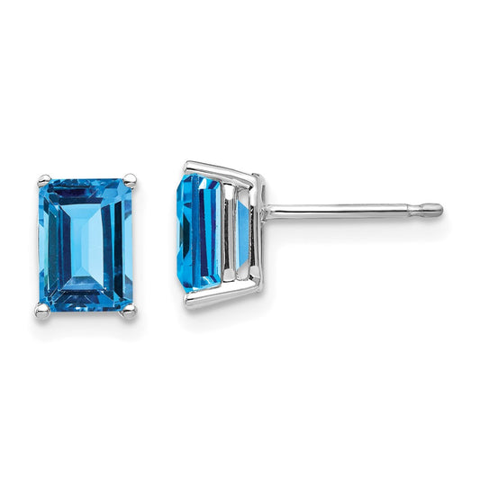 14k White Gold 7x5mm Emerald Earring Mounting