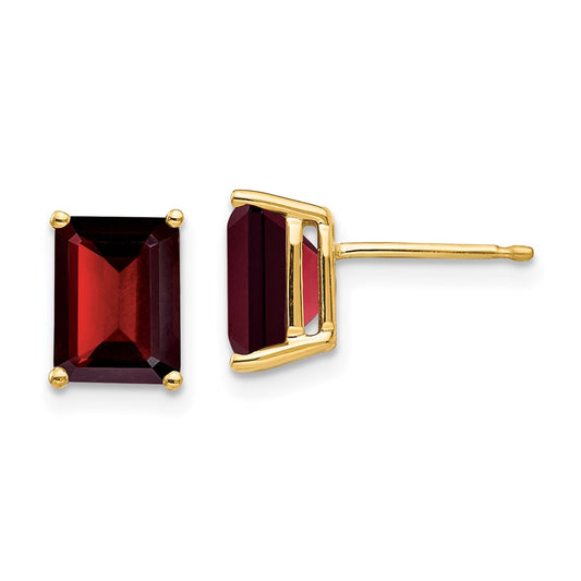 14k 8x6mm Garnet Earrings