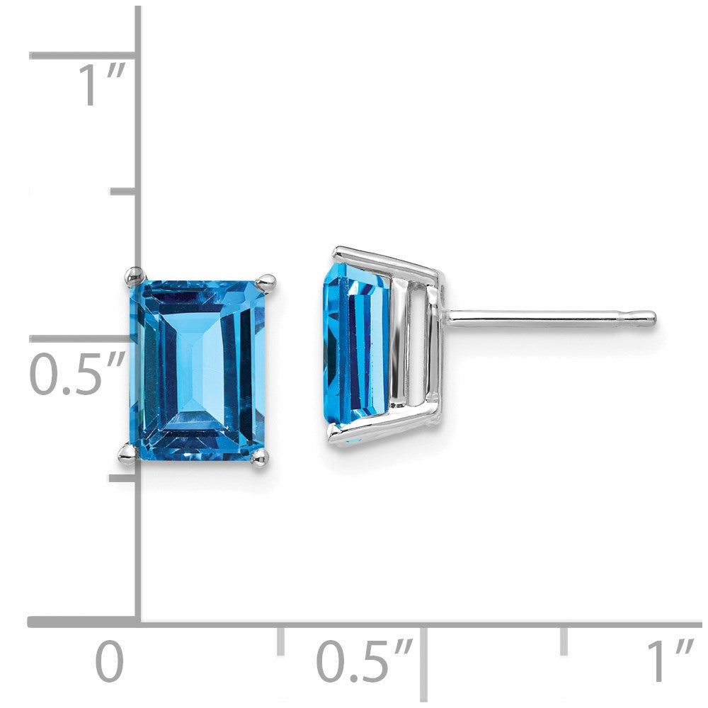 14k White Gold 8x6mm Emerald Earring Mountings