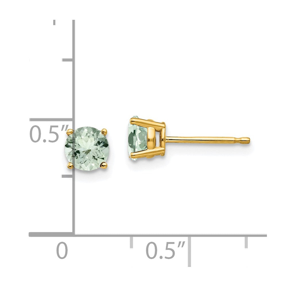 14k Yellow Gold 5mm Round Green Quartz Earrings