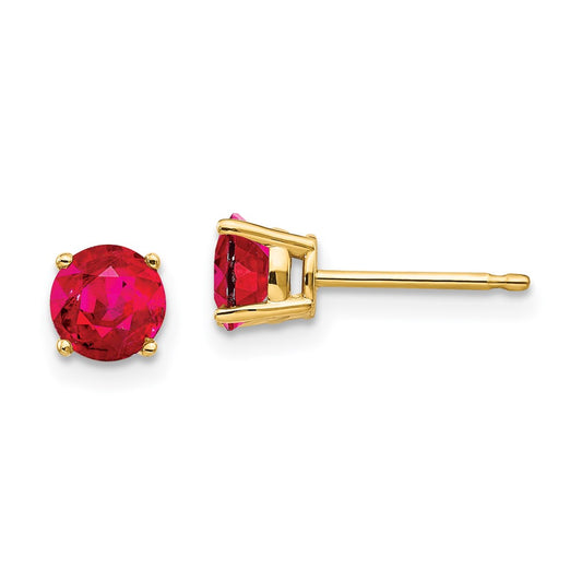 14k Yellow Gold Ruby Post Earrings