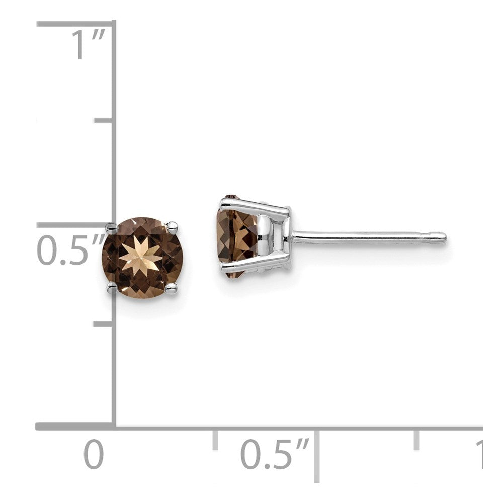 14kw 5mm Round Smoky Quartz Earring