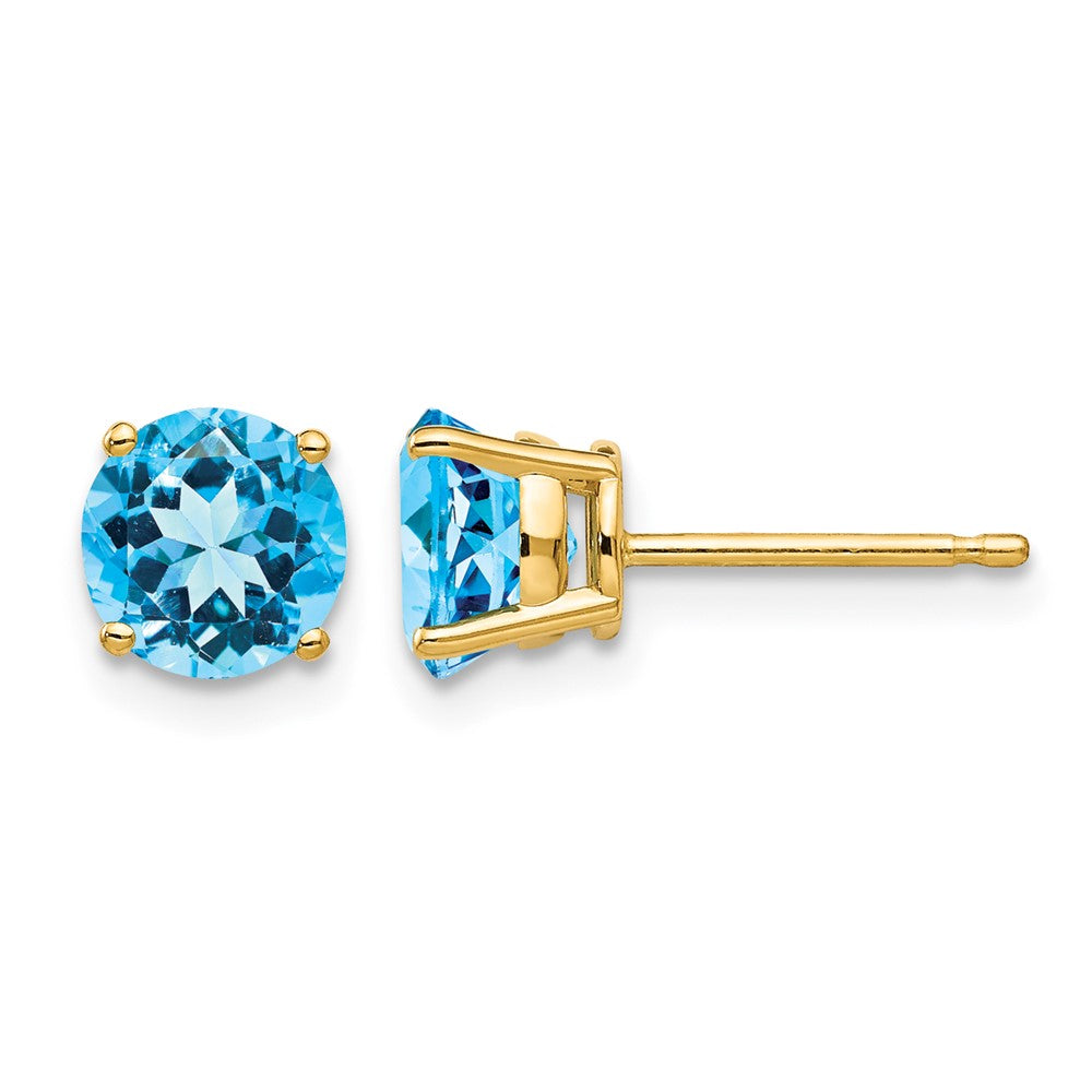 14k 6mm Blue Topaz Earrings