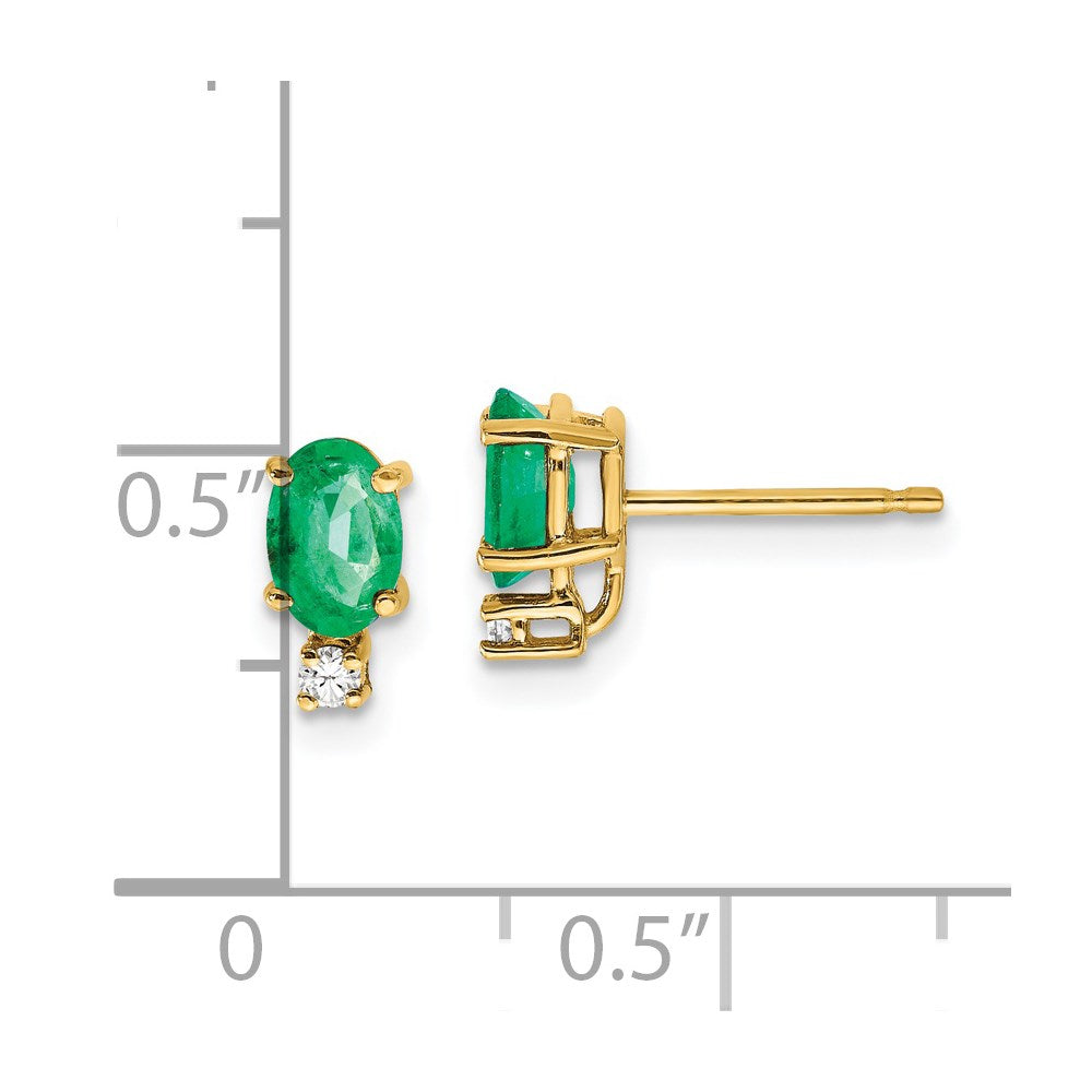 14k 6x4mm Oval Emerald VS Diamond Earrings