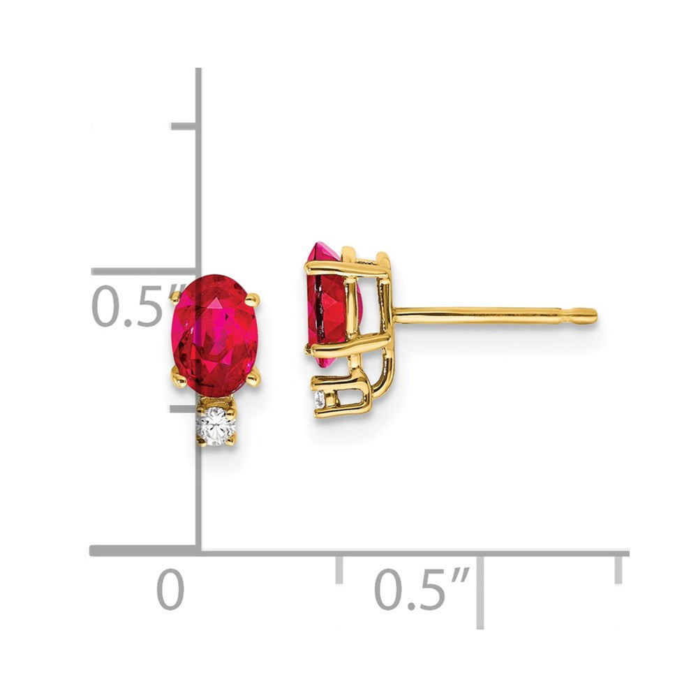 14k 6x4mm Oval Ruby & AAA Diamond Earrings