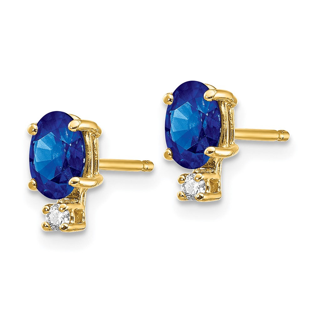 14k 6x4mm Oval Sapphire A Diamond Earrings